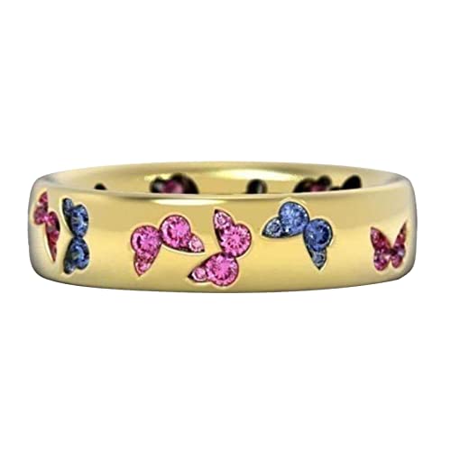 Kristall Schmetterling Ring Bunte Kristall Schmetterling Wunderschöner Ring Geschenk Ring Diamant Ring Großer Diamant Ring Licht Luxus Ring Neu Kreativer Ring Stapelbar Damen Mode Ring Mädchen Ringe von Yinguo