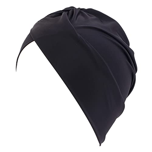 Muslimischer Turban für Damen, einfarbig, Haarhaube mit Kopftuch, Wickelabdeckung, Jungen-Haarband (C-Schwarz, Einheitsgröße) von Yinguo