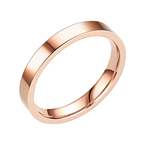Ring Einfache 3 mm Edelstahl Solide Ringe Eheringe für Damen Ringe für Männer Glatte Ringe Geometrie Ringe Größe 6 13 Herren Ringe Set, rose gold, 7 von Yinguo