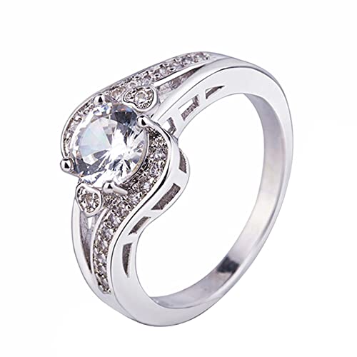 Ring Jewelry Vergoldete Farbe Liebesring Einfacher runder Stein Ring Rose Ringe für Teenager Mädchen, L, Einheitsgröße von Yinguo