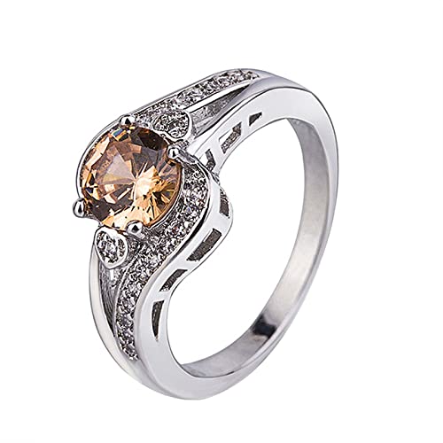 Ring Jewelry Vergoldete Farbe Liebesring Einfacher runder Stein Ring Rose Ringe für Teenager Mädchen, X, Einheitsgröße von Yinguo