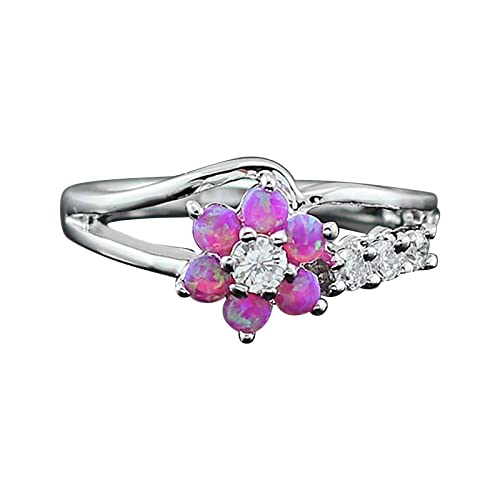 Ring Set Herren Vintage Exquisite Damen Ring Rosa Weiß Opal Zirkon Ring Kupfer Ring Multi Finger Ringe für Frauen, rose, 32 von Yinguo
