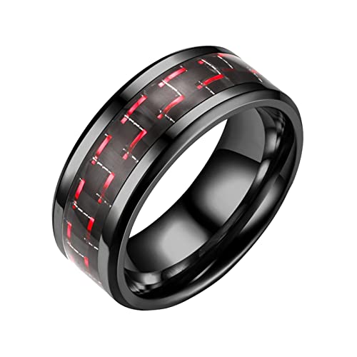 Ring für Mädchen 7–8 Faserstahlring für Paare, Erwachsene, dreifarbig, modischer Titanring, rot, 9 von Yinguo