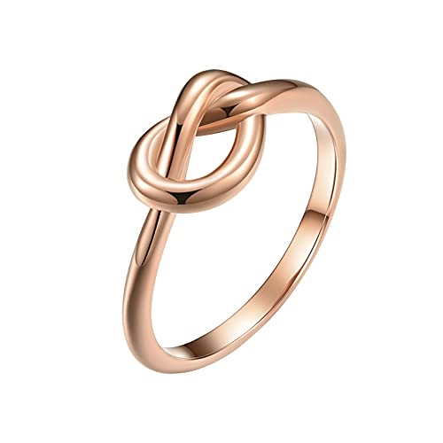 Ringe Bulk Ring Geschenk Herren Ring Titan Damen Schmuck Herz Finger geknotet Frauen Stahlringe Größe 9 Ringe, rose gold, 5# von Yinguo