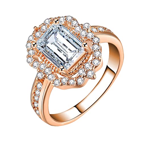 Ringe für Teenager Mädchen Trendy Rose Gold Versprechen Ringe Delicate Design Diamant Fashion Ring Light Luxus High Grade Ring Coole Herren Ringe, rose gold, 11 von Yinguo