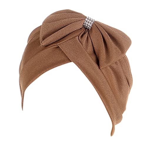 Schweißbänder Stirnbänder Herren Ethno Turban Wrap Kopfbedeckung Bowknot Turban Kopfhut Bohemian Braid Haarkappe Cap Cover Heardband Stirnband Männlich (Kaffee, Einheitsgröße) von Yinguo