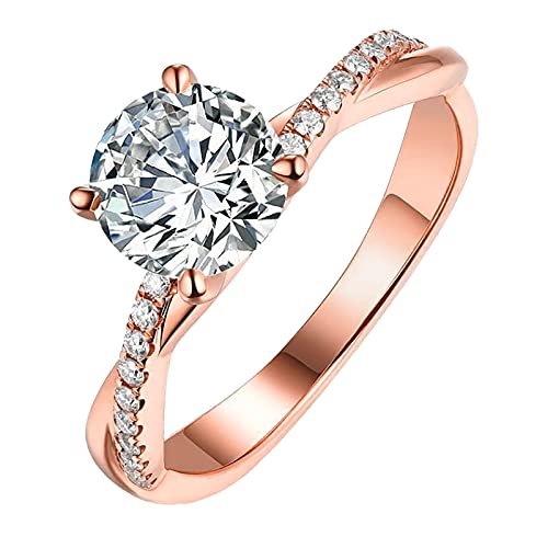 Verstellbare Ringe 511 Goldsilber Schmuck Damen Ringe weiß 925 Ehering Strass Größe Ringe, rose, 11 von Yinguo