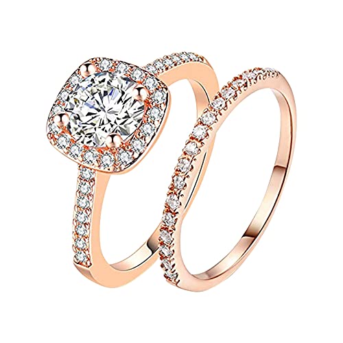 Verstellbare Ringe für Damen und Herren, Geschenk, Legierung, Frauen, 611 Strass, Fingerringe, Schmuck, Paargröße, Ring, Waschbärring, rose gold, 7 von Yinguo