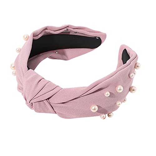 Verstellbare Stirnbänder Chiffon Perlen Stirnband Knotted Stirnband Haarschmuck Waschen Stirnband Dünnes Stirnband Männer (Rosa, Einheitsgröße) von Yinguo