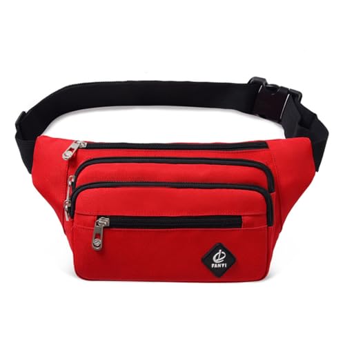 Bauchtasche Damen, Verstellbar Laufgürtel für Herren und Damen, Bauchtasche für Outdoor Reisen Sport Wandern Joggen Hundespaziergänge (Color : Red, Size : Large) von Yinova