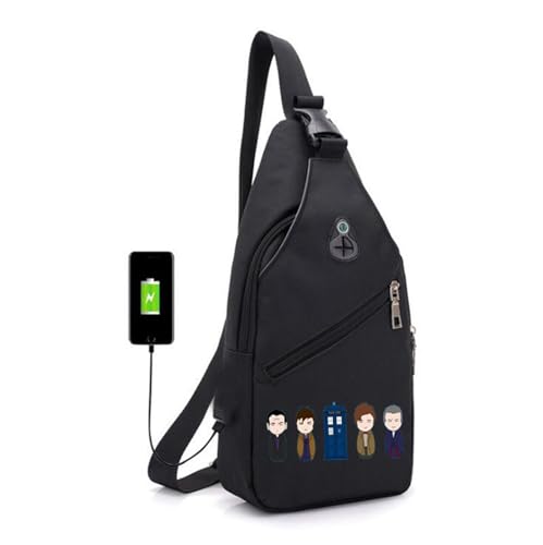 Brusttasche Sling Bag Doctor Who, Multipurpose Crossbody Schultertasche, Anti-Diebstahl Crossbody Bag für Männer Frauen Wandern Reisen Radfahren(Color:Black 4) von Yinova