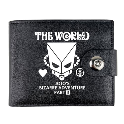 Jo-Jo's Bizar-re Adventu-re Anime Wallet, Bifold Kleiner Geldbeutel, PU Leder Geldbörse Brieftasche Wallet, für Männer Geschenke(Color:Black 1) von Yinova