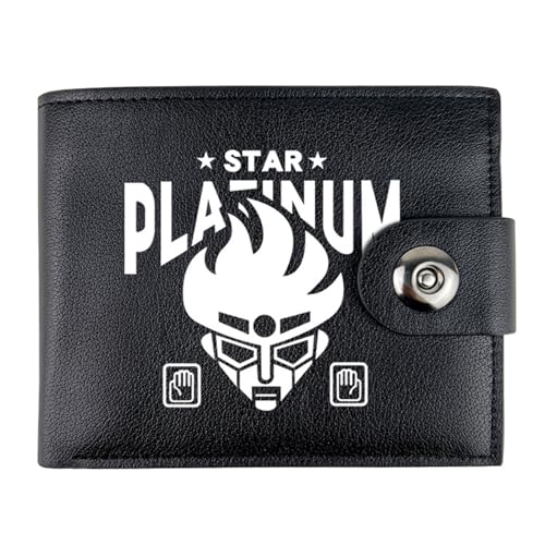 Jo-Jo's Bizar-re Adventu-re Anime Wallet, Bifold Kleiner Geldbeutel, PU Leder Geldbörse Brieftasche Wallet, für Männer Geschenke(Color:Black 2) von Yinova