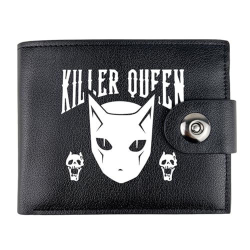 Jo-Jo's Bizar-re Adventu-re Anime Wallet, Bifold Kleiner Geldbeutel, PU Leder Geldbörse Brieftasche Wallet, für Männer Geschenke(Color:Black 4) von Yinova