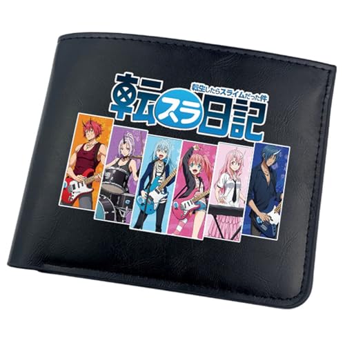 That Time I Got Rein-carn-ated As a Slime Anime Wallet, Bifold Kleiner Geldbeutel, PU Leder Geldbörse Brieftasche Wallet, Hält Kleingeld, Ausweis und Münzen(Color:Black 6) von Yinova