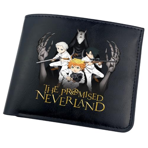 The Promis-ed Neverla-nd Portemonnaie Kinder, Cartoon Comics Portemonnaie Klein, PU-Leder Geldbörse Brieftasche Wallet, für Männer Geschenke(Color:Black 5) von Yinova