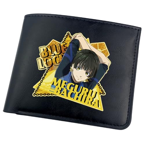 Yinova Blue Lo-ck Anime Geldbörse, Karikatur Charaktere Kleine Geldbörse, PU-Leder Geldbörse Brieftasche Wallet, für Männer Geschenke(Color:Black 2) von Yinova