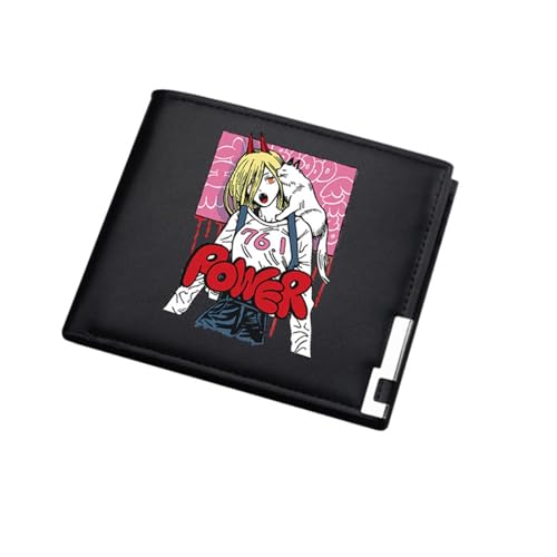 Yinova Chains-aw Man Anime Geldbörse, Karikatur Charaktere Kleine Geldbörse, PU-Leder Geldbörse Brieftasche Wallet, Hält Kleingeld, Ausweis und Münzen(Color:Black 20) von Yinova