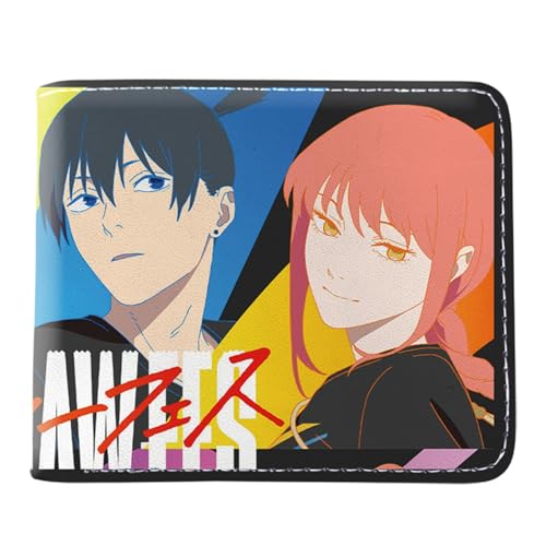 Yinova Chains-aw Man Brieftasche Anime, Faltbare Geldbörse Herren Slim Wallet, PU-Leder Kreditkartenhalter Geldbörsen, für Anime-Fan-Geschenke Jungen und Mädchen(Color:Multicolor 6) von Yinova