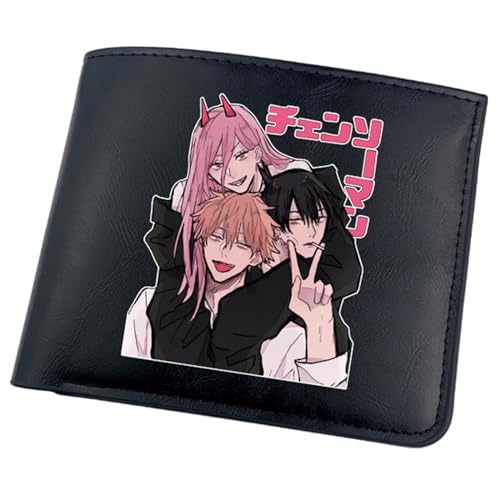 Yinova Chains-aw Man Geldbörse Anime, Cartoon-Münztasche Kleine Geldbörse, Kunstleder Kreditkartenetui Scheckkartenetui, für Männer Geschenke(Color:Black 9) von Yinova