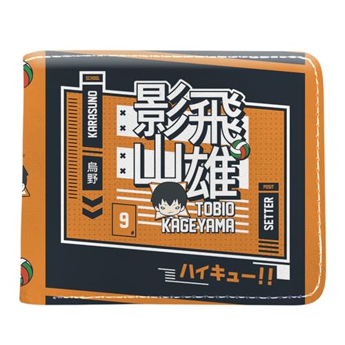 Yinova Haiky-uu!! Geldbörse Anime Mittelgroß, Zweifach Gefalteter Geldbörse Klein, PU-Leder Kreditkartenetui Wallet Brieftasche, (Color:Multicolor 7) von Yinova