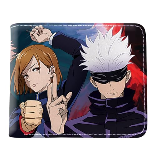 Yinova Jujut-su Kais-en Geldbörse Anime Mittelgroß, Zweifach Gefalteter Geldbörse Klein, PU-Leder Kreditkartenetui Wallet Brieftasche, für Männer Geschenke(Color:Multicolor 8) von Yinova