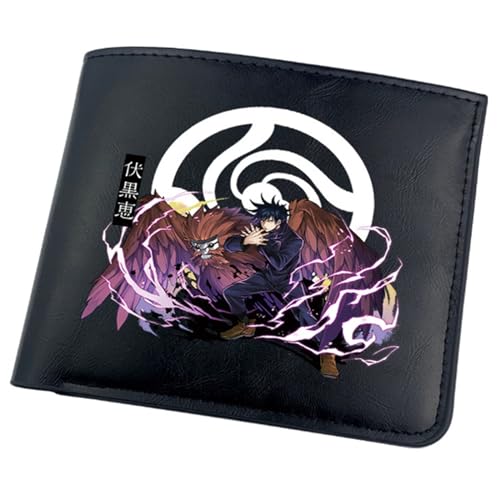 Yinova Jujut-su Kais-en Portmonee Anime, Zweifach Gefalteter Geldbörse Klein, PU-Leder Wallet Geldbörsen mit Münzfach, für die Schule Familie Jungen Mädchen Anime Fans(Color:Black 14) von Yinova