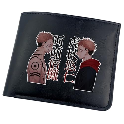 Yinova Jujut-su Kais-en Portmonee Anime, Zweifach Gefalteter Geldbörse Klein, PU-Leder Wallet Geldbörsen mit Münzfach, für die Schule Familie Jungen Mädchen Anime Fans(Color:Black 6) von Yinova