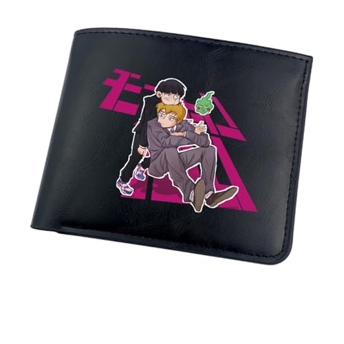 Yinova M-ob Psyc-ho 100 Portemonnaie Anime, Cartoon-Münztasche Kleine Geldbörse, Kunstleder Kartenetui Geldtasche mit Münzfach, für die Schule Familie Jungen Mädchen Anime Fans(Color:Black 1) von Yinova