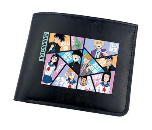 Yinova M-ob Psyc-ho 100 Portemonnaie Anime, Cartoon-Münztasche Kleine Geldbörse, Kunstleder Kartenetui Geldtasche mit Münzfach, für die Schule Familie Jungen Mädchen Anime Fans(Color:Black 5) von Yinova