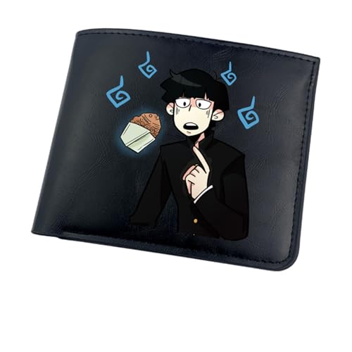 Yinova M-ob Psyc-ho 100 Portemonnaie Anime, Cartoon-Münztasche Kleine Geldbörse, Kunstleder Kartenetui Geldtasche mit Münzfach, für die Schule Familie Jungen Mädchen Anime Fans(Color:Black 6) von Yinova