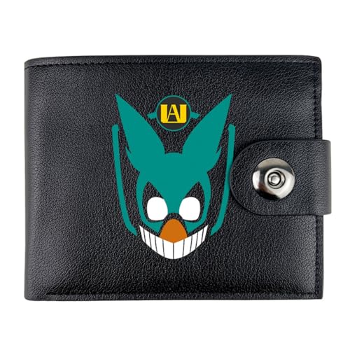 Yinova My He-ro Academ-ia Anime-Geldbörsen, Karikatur Portmonee Klein Kompakt, PU-Leder Geldbörse Brieftasche Wallet, für die Schule Familie Jungen Mädchen Anime Fans(Color:Black 20) von Yinova