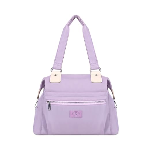 Yisawroy 2024 Nylon-Schultertaschen, große Kapazität, Einkaufstasche für Mädchen und Damen, einfarbig, Handtasche, violett von Yisawroy
