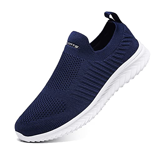 YisiNP Mesh Sneaker Damen Herren Sportschuhe Slip on Laufschuhe Ohne Schnürsenkel Männer Schuhe Sneakers Fitnessschuhe, Blau2, 39 EU von YisiNP