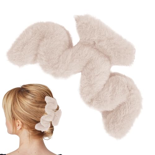 Flauschige Haarspangen, Plüsch-Haarklammer in gewellter Form, große Haarspangen für dickes, langes Haar, Haarschmuck für Frauen und Mädchen, niedliche Haarspangen für den täglichen Gebrauch Yiurse von Yiurse