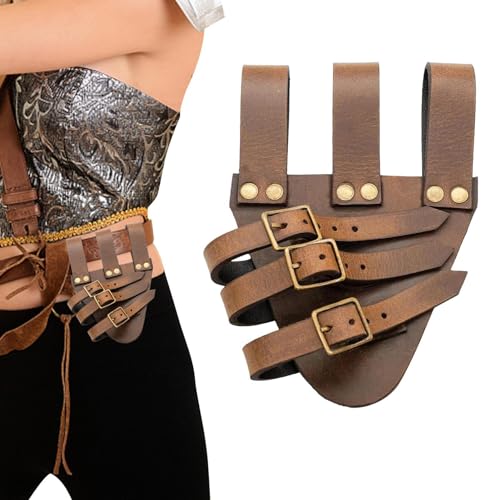 Scheidenhalter aus Leder,Verstellbares Piratenholster aus Leder - Mittelalterlicher Wikinger-Gürtel für Ritter-Krieger-Piraten-Cosplay, Retro-Mittelalter-Holster, brauner Wikinger-Gürtel für Yiurse von Yiurse