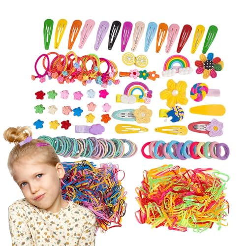 Yiurse Haargummi-Set, Haargummi und Clip-Set - Elastische Haargummis | Haarspangen-Haargummi-Set, Snap-Haarspangen, Pferdeschwanzhalter, Haargummis, Haarband-Set für Kinder von Yiurse