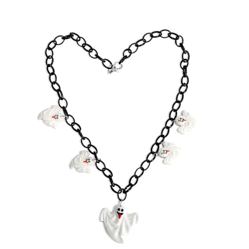 Yiurse Halskette,zierliche Halloween Halskette - Halloween Charm Halskette | Party Ghost Lange Kette Halsketten Halloween Party Schmuck für Halloween Feiern, Party Dekor für Frauen Mädchen von Yiurse