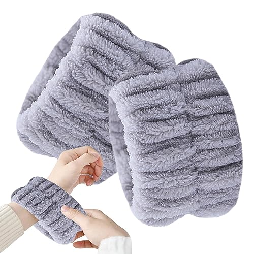 Yiurse Handgelenkwaschbänder | 2 Stück Coral Fleece Spa-Armbänder saugfähig | Elastische Handgelenkhandtücher zum Waschen des Gesichts, flauschige Haargummis für Frauen, Mädchen-Yoga-Übungsfrauen von Yiurse