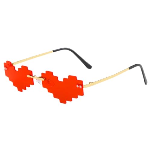 Yiurse Lustige Sonnenbrille – lustige Mosaik-Herz-Sonnenbrille, bunte, randlose Brillen, lustige Mosaikbrille für Erwachsene und Kinder von Yiurse