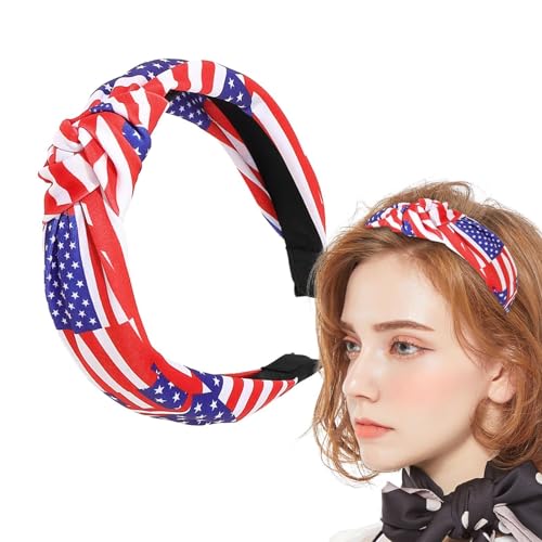 Yiurse Patriotisches Stirnband für Frauen,Stirnband mit amerikanischer Flagge - Rutschfester Unabhängigkeitstag-Haarreifen,Weicher Haarschmuck zum Gedenktag, Kopfschmuck mit amerikanischer Flagge für von Yiurse