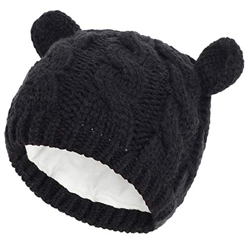 Yixda Neugeborene Baby Mütze und Handschuhe Set Kleinkind Winter Strickmütze Hüte (Schwarz 1, 6-18 Monate) von Yixda