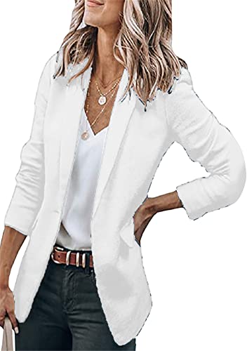 Yming Frauen Mode Pendeln Casual Cozy Blazer Casual Große Revers Kragen Mantel Arbeit Cardigan Weiß S von Yming