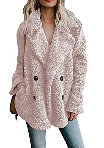 Yming Flauschige Revers Strickjacken Für Damen Langärmlig Teddy Fleece Strickjacke Aus Kunstpelz Mit Taschen Rosa XL Yming Flauschige Revers Strickjacken Für Damen Langärmlig Teddy Fleece Strickjacke Aus Kunstpelz Mit Taschen Rosa XL von Yming