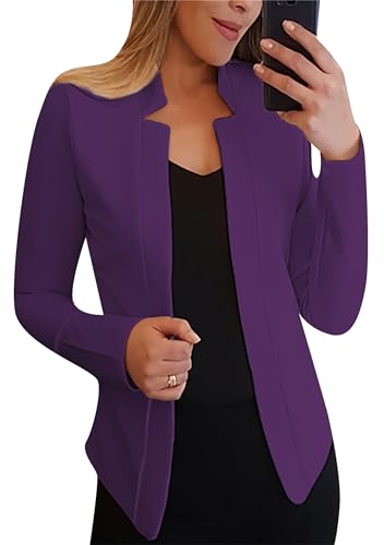 Yming Jacke Blazer Damen Langarm Lose Strickjacke Leichte Elegante Strickjacke Violett XXL Yming Jacke Blazer Damen Langarm Lose Strickjacke Leichte Elegante Strickjacke Violett XXL von Yming