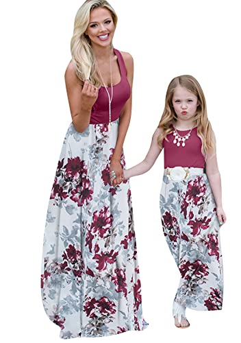 Yming Mama Und Ich Familie Matching Floral Print Kleid Crew Neck Stitching Long Printed Sundress Win Red Flower 6 Jahre Yming Mama Und Ich Familie Matching Floral Print Kleid Crew Neck Stitching Long Printed Sundress Win Red Flower 6 Jahre von Yming