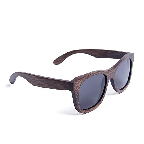 Ynport Crefreak Polarisierte Bambus-Holz-Sonnenbrille für Männer und Frauen – handgefertigte Sonnenbrille mit Etui Gr. Einheitsgröße, grau von Ynport Crefreak