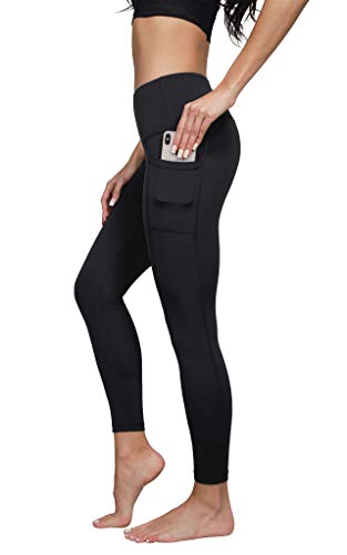 Yogalicious Hohe Taille, ultraweich, 7/8 knöchellange Leggings mit Taschen für Damen, Onyx Black Lux, M von Yogalicious