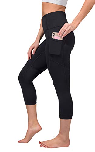 Yogalicious Yoga-Capri-Leggings mit hoher Taille und Seitentaschen für Damen, Black Lux mit Tasche, Groß von Yogalicious