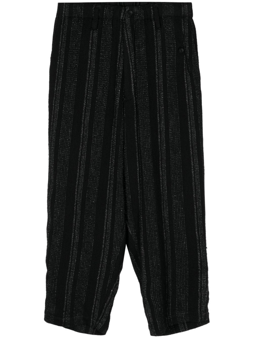 Yohji Yamamoto striped cropped trousers - Blau von Yohji Yamamoto